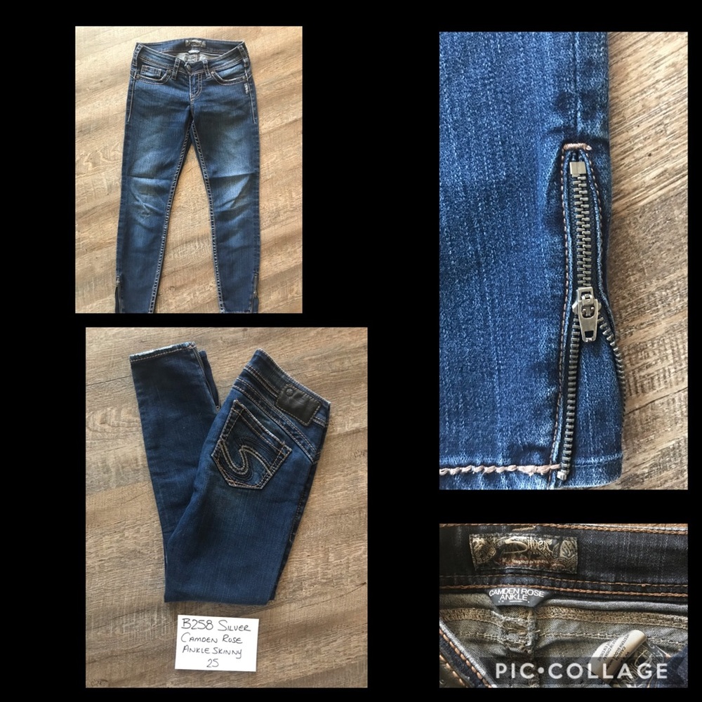 Silver Camden Rose skinny Ankle Jeans